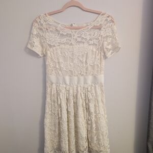 Modcloth Cream Lace Mini Dress